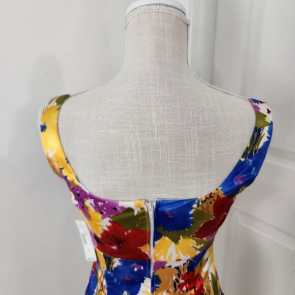 Bisou Bisou Dress Womens 4 Floral Layered Pleats Resortwear Party Wedding Guest - Picture 6 of 15